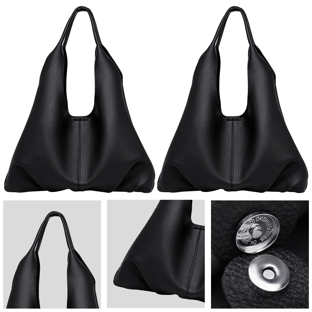 Fashion Tote Bag PU Leather Soft Shoulder Purse Solid Color Underarm Bag with Coin Purse Top Handle Bag for Women