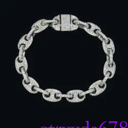 designer Pass Dia Tester VVS Ice Out Moissanite Coffee Beans Cuban k Chain 8mm Bracelet Sier Fine Jewelry for Man Woman