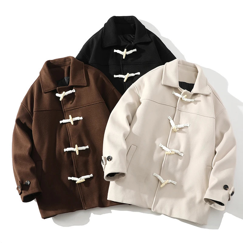 RUIHUO horn button wool mens jacket mens jacket free delivery mens jacket winter jacket trench clothing autumn 241107