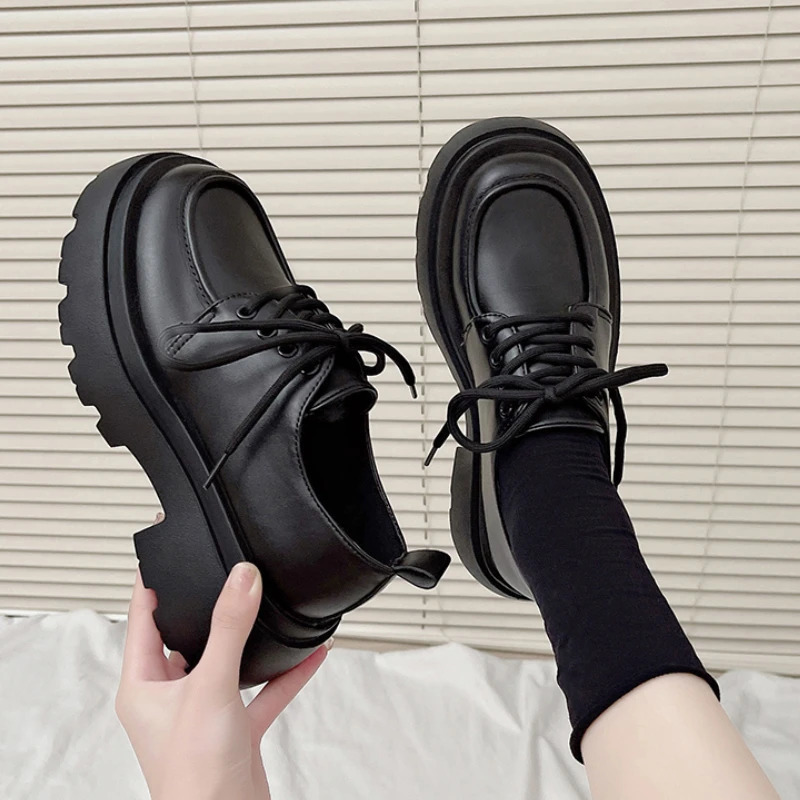Womens Spring Black Platform Flat Shoes Womens Soft Padded Slippers er Casual Leather Oxford 241106