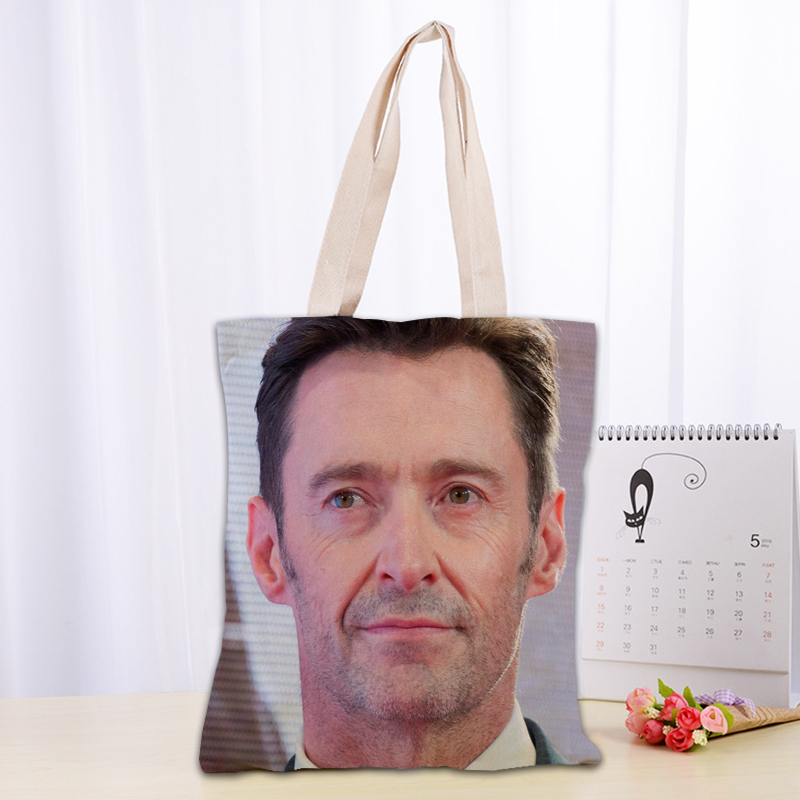 Custom Hugh Jackman Tote Bag Women Canvas Fabric Bags Eco Reusable Shopping Bags Traveling Beach Casual Useful Shoulder Bag