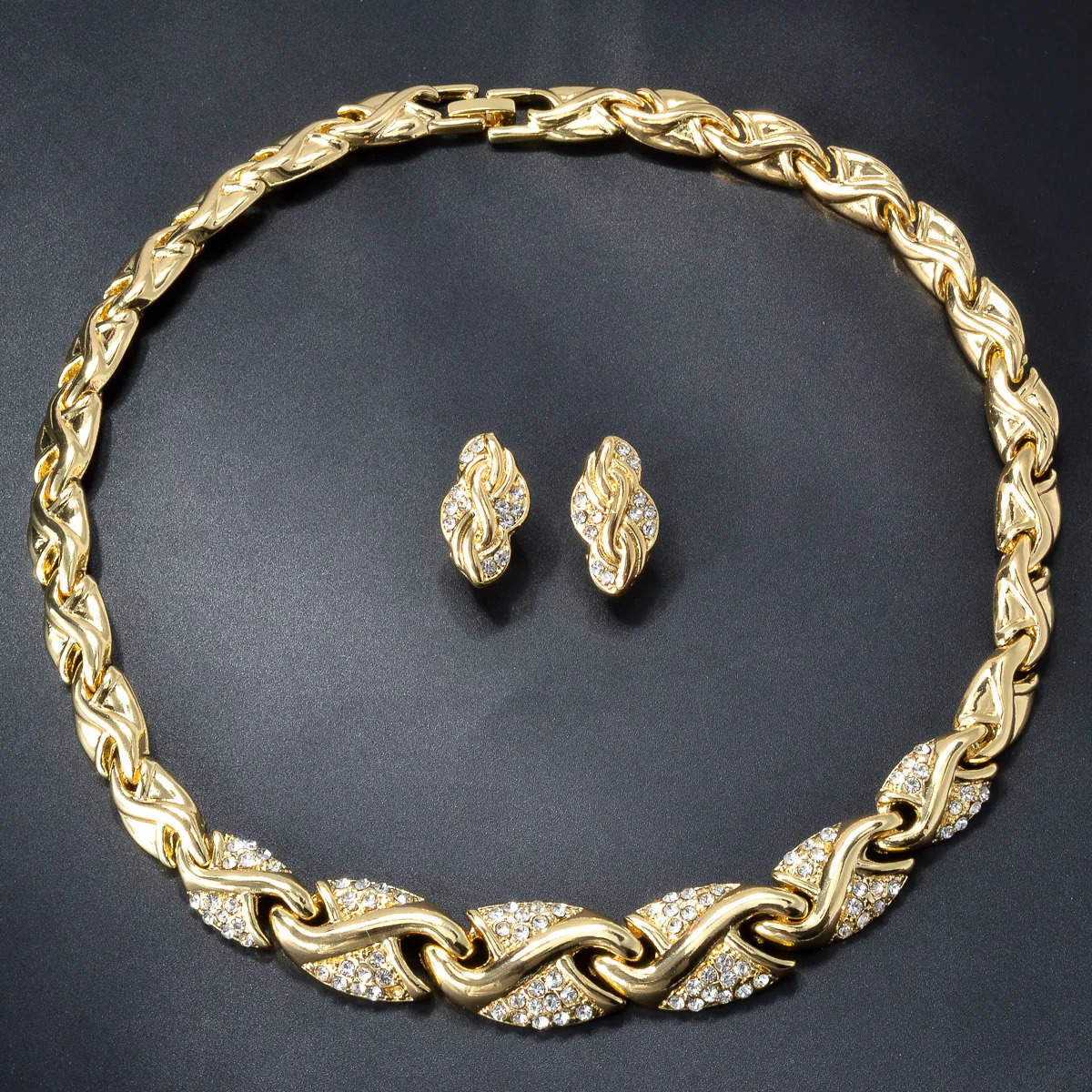 ZeaEar 4-piece/set jewelry n S-shaped necklace bracelet drawstring ring high-quality 18K gold-plated womens jewelry 241106