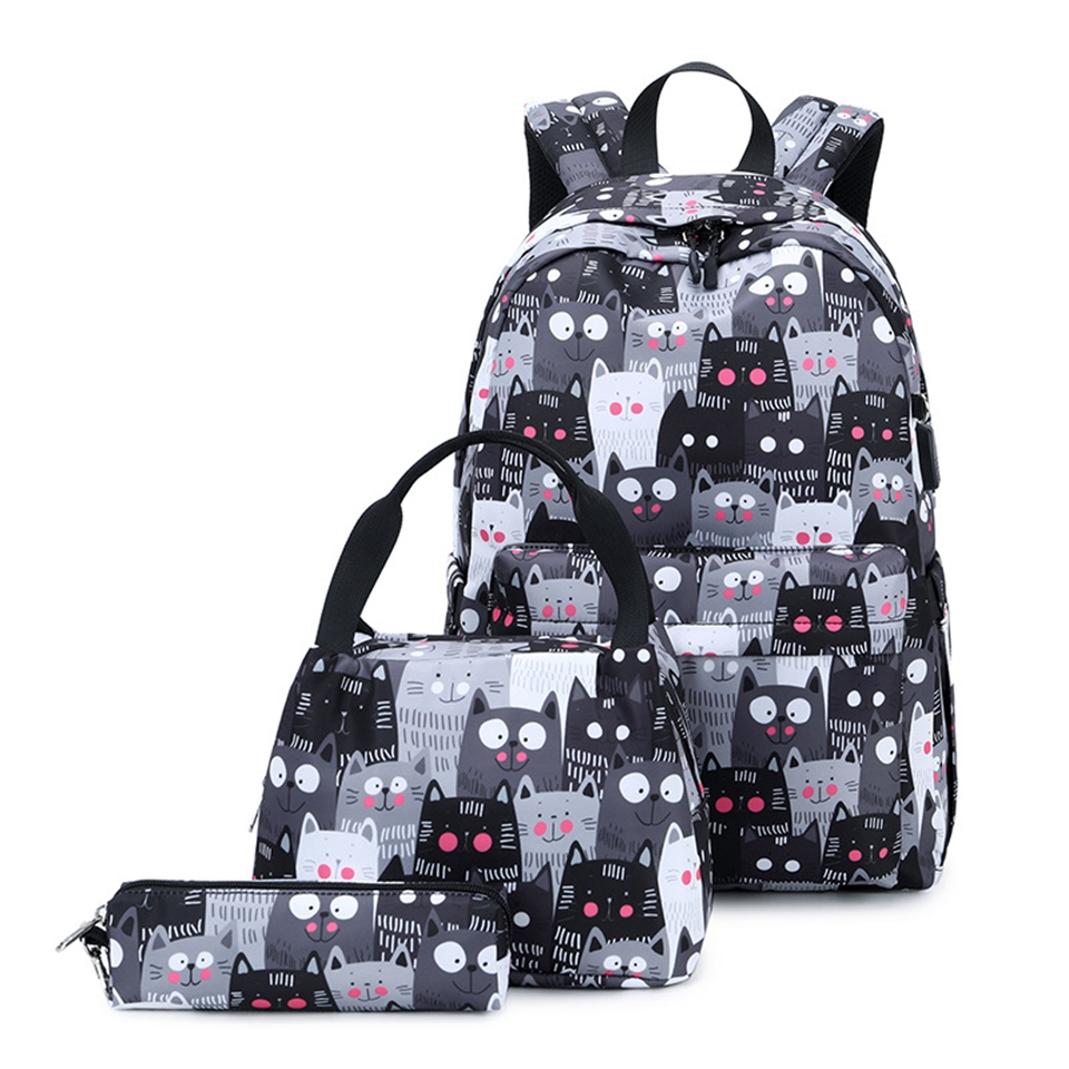 Waterproof School Kids Backpack Set Lightweight Girls Students School Bags Primary Children Bookbag Fits 14 Inch Laptop Bag