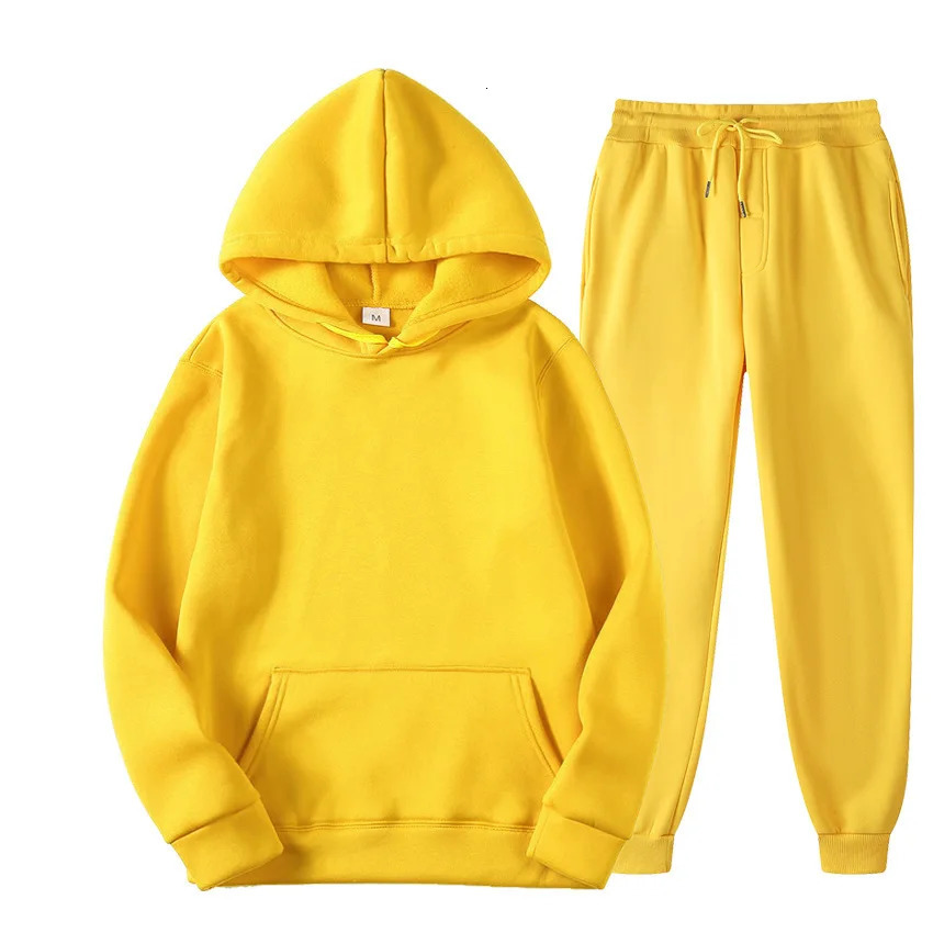 Mens female Tracksuit Casual Jogging Suit Sweatshirt set Hoodies Sweatpant 2pcs Fashion Warm Solid colors Loose Sportswear 241107