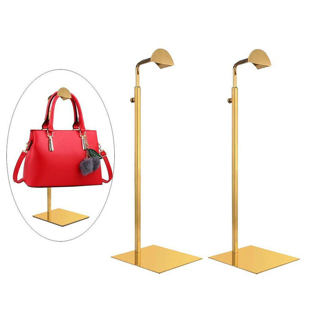Adjustable Polished Gold / Silver Hanging Bag Handbag Shelf Display Stand Purses Handbag Holder Rack Organizer Stand Storage