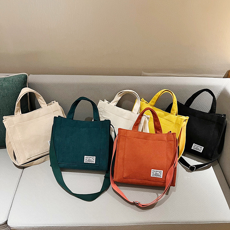 Women Corduroy Zipper Shoulder Bag FemaleSmall Cotton Canvas Messenger Bag Retro Vintage Crossbody Bags Bag for Women