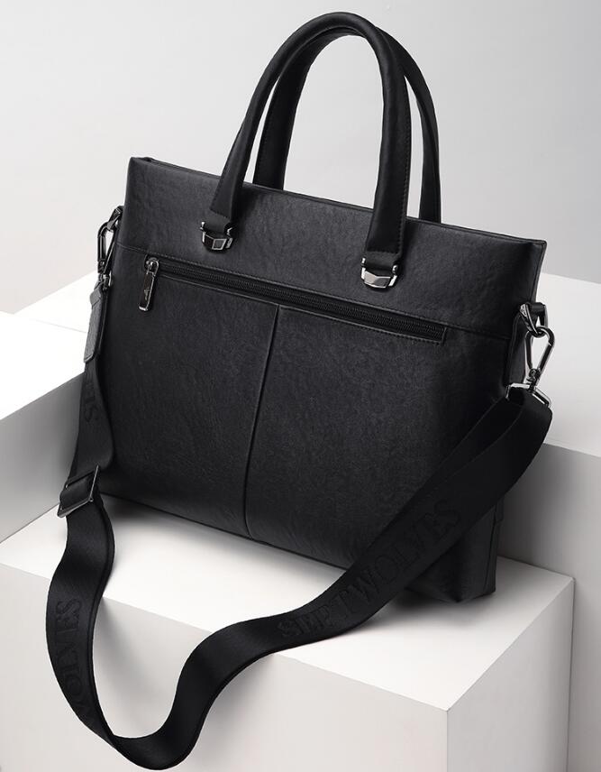 China Brand Septwolves Youth Men quality Handbag Geniune Leather Briefcase Man Business Casual Clutch Bag Soft Leather valise