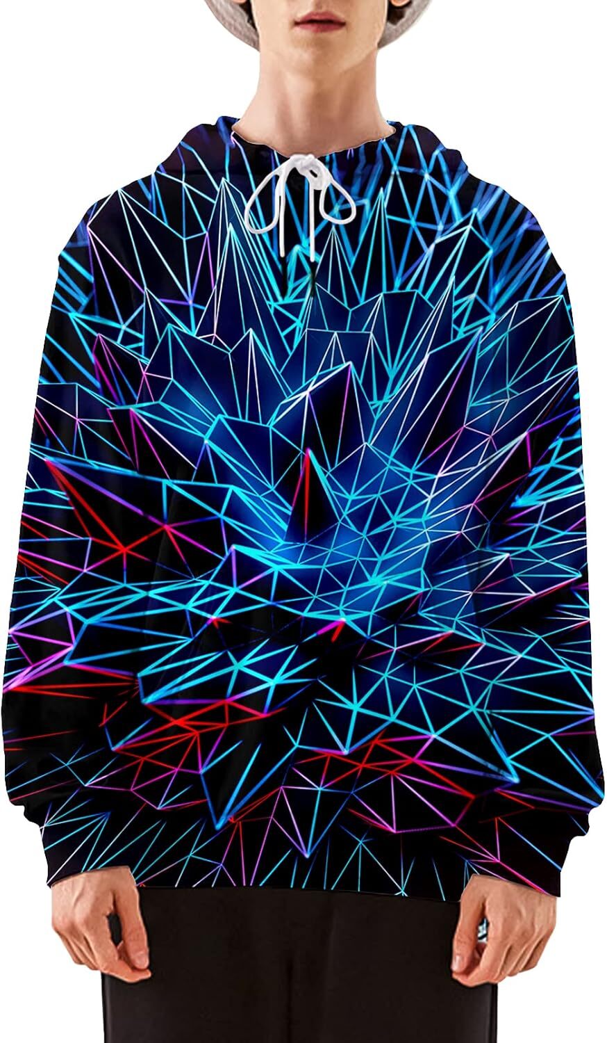 Hoodie for Mens Womens Men Women Fashion Unisex 3D Printed Graphic Novelty Hoodie Pullover Hooded Sweatshirts with Pocket Graphic Cool blue and red pa