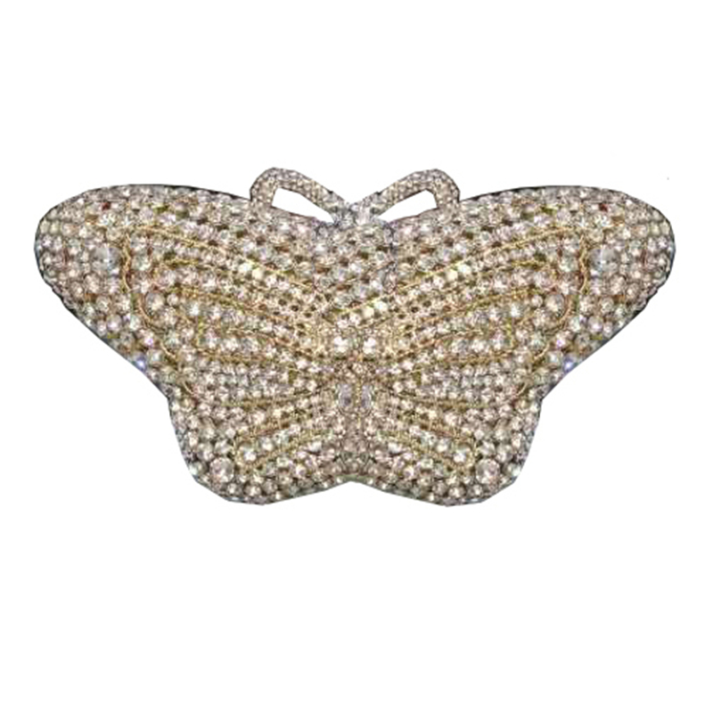 The latest design butterfly shape single shoulder latest crystal diamond chain dinner bag rhinestone wedding party dinner bag