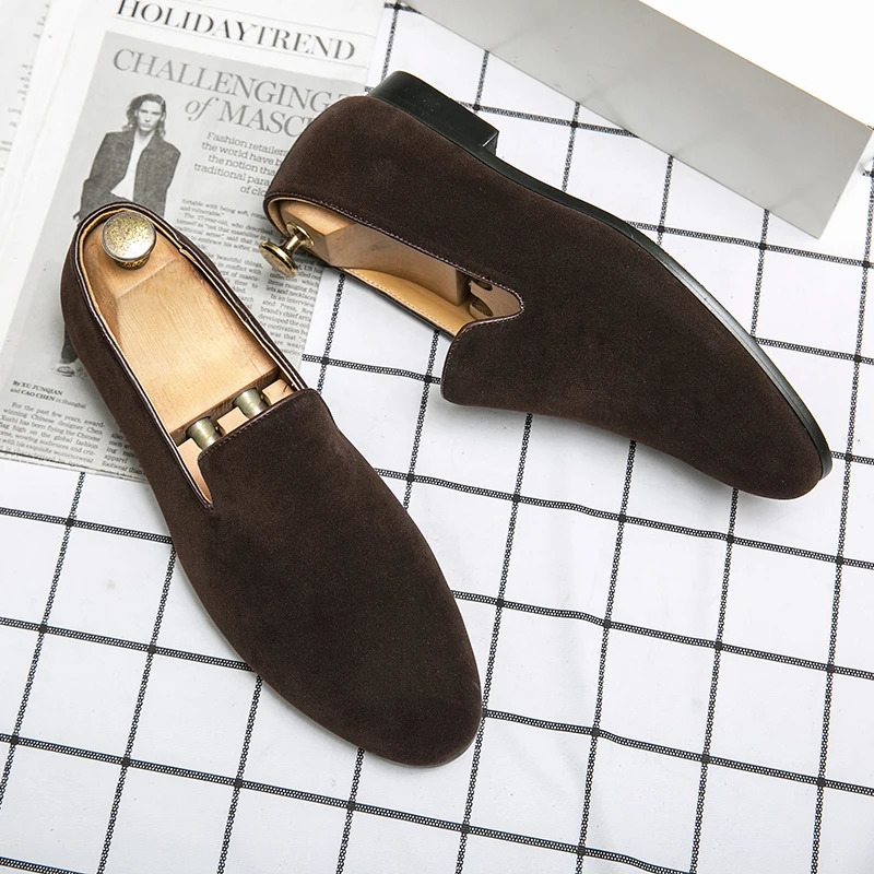 Suede Leather Shoes Men Mules Classic Business For Male Driving Shoes Men Loafers Shoes Slip-On Men Dress Shoes 241106