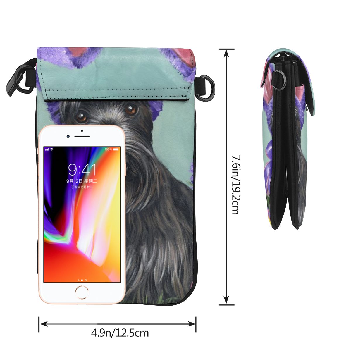 Scottish Terrier Messenger Bag Woman Small Shoulder Bag Westie Multi-Function Mobile Phone Leather Bag Outdoor Pouch Purse