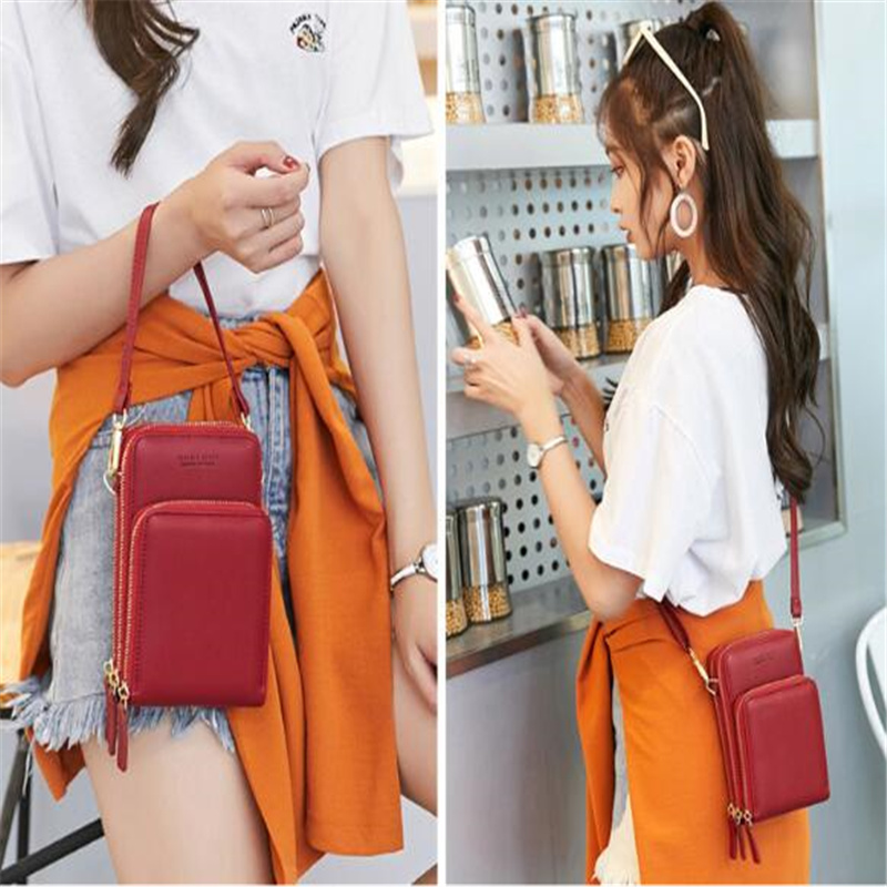 Transparent Smart Phone Pocket for Women Touchable Cell Mini mobile phone bag Women's Shoulder Bag Crossbody Bags Handbag Purse