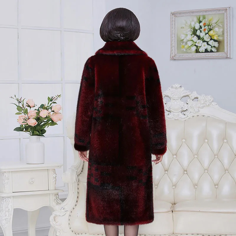 Womens Manteau womens coat Hiver middle-aged and elderly womens mink coat winter loose size 5XL mothers long faux fur warm jacket 68 241107