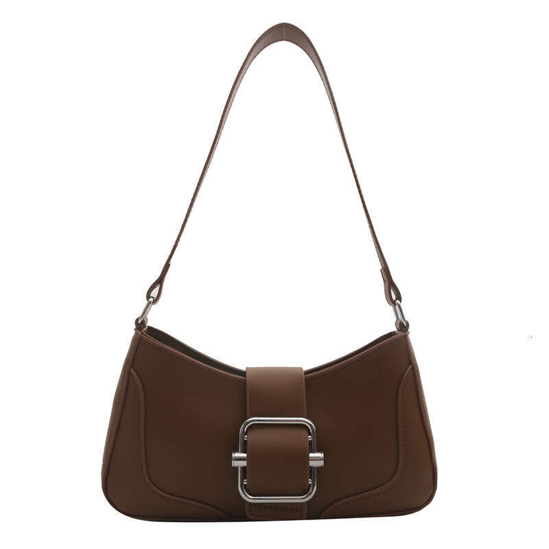 Simple and trendy belt buckle design 2024 new women's fashionable single shoulder armpit simple crossbody bag