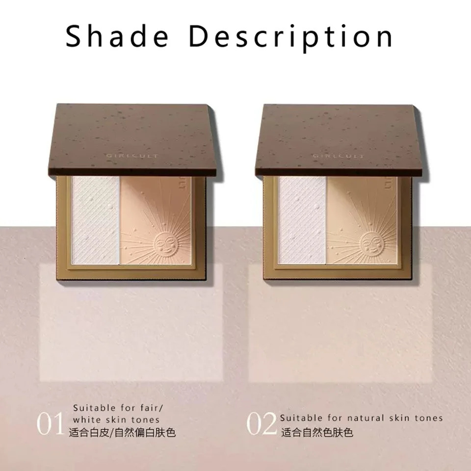 Girls two-color foundation make-up oil to control no Kaki lasting wet and dry use of powder 241107