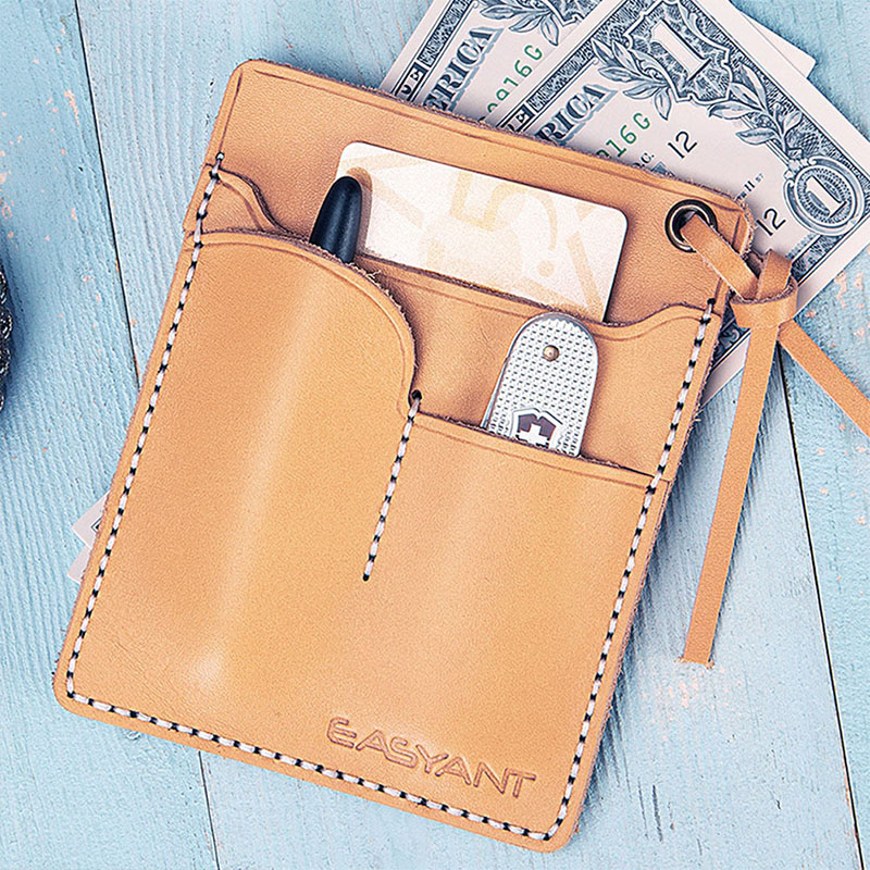 Fashion Trend Handmade Vegetable Tanned Leather Leather Case EDC Storage Bag Multi-tool-Yellow