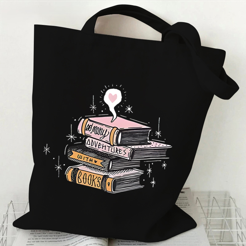 Just A Girl Who Loves Books Canvas Tote Bag Women Reusable Shopper Bag Vintage Rose Books Fashion Read Lover Shoulder Handbags
