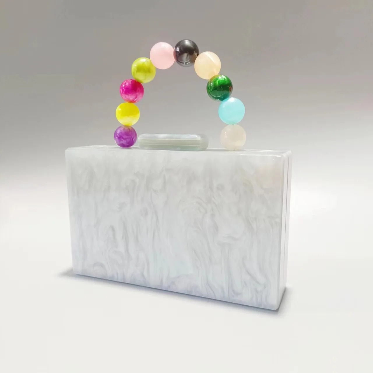 Box Chain Pearl Acrylic Bag Clutch Pearl Party Wallet Fashion Womens Wedding Evening Bag 241106