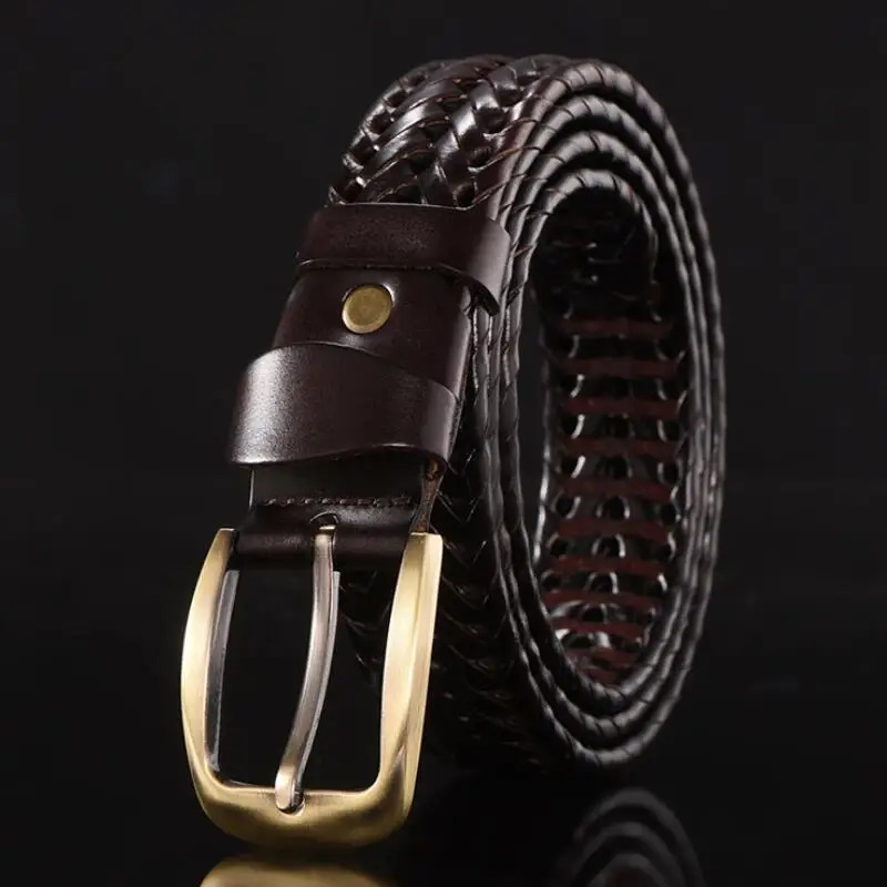 women Braided Belt For Mens Woven Belt Genuine Leather Cow Straps Hand Knitted er Men For Jeans Girdle Male belts 241107