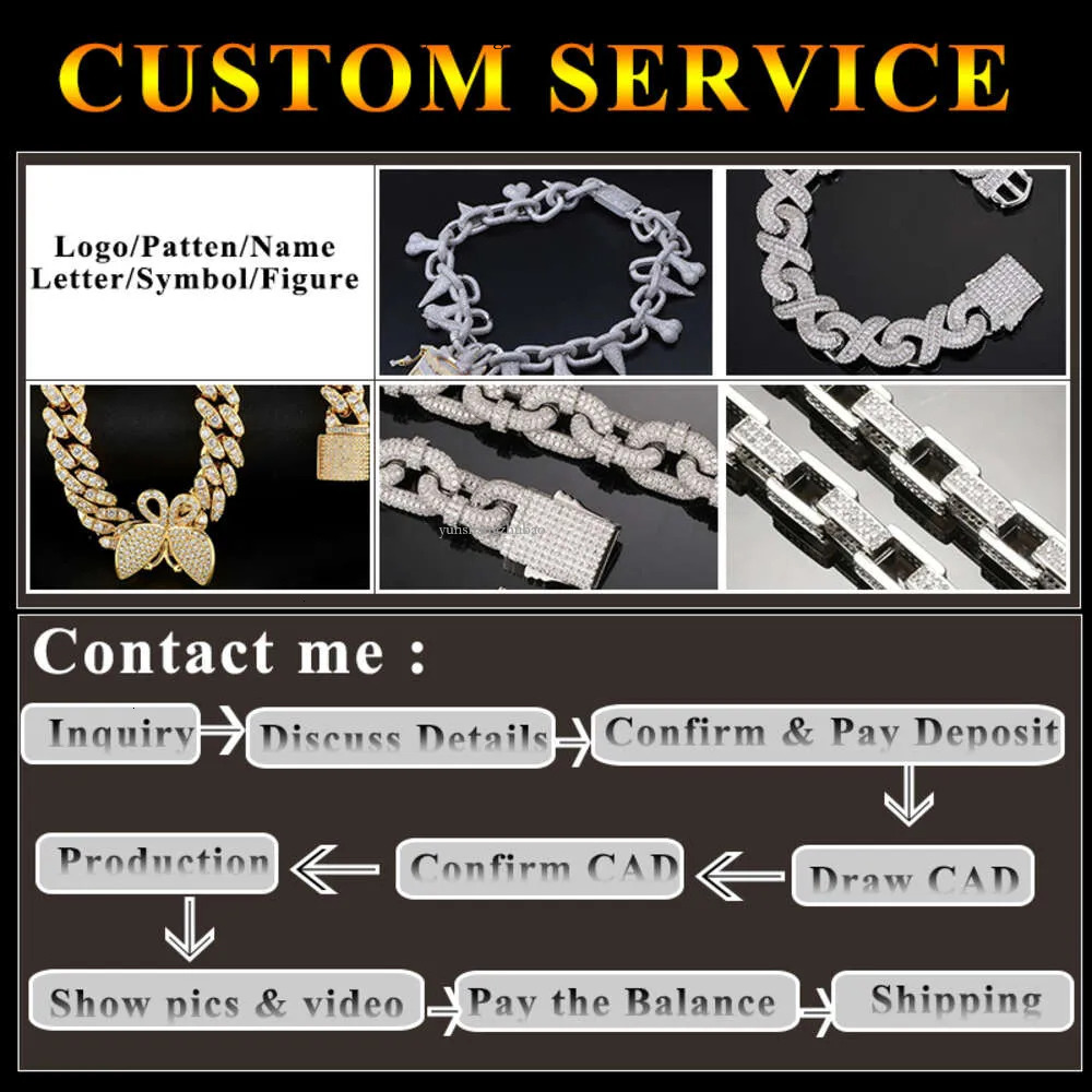 fashion bracelet pass dia hip hop Men and women jewelry vvs stone Shiny 2row womens 14mm sterg sier necklace moissanite cuban chain k