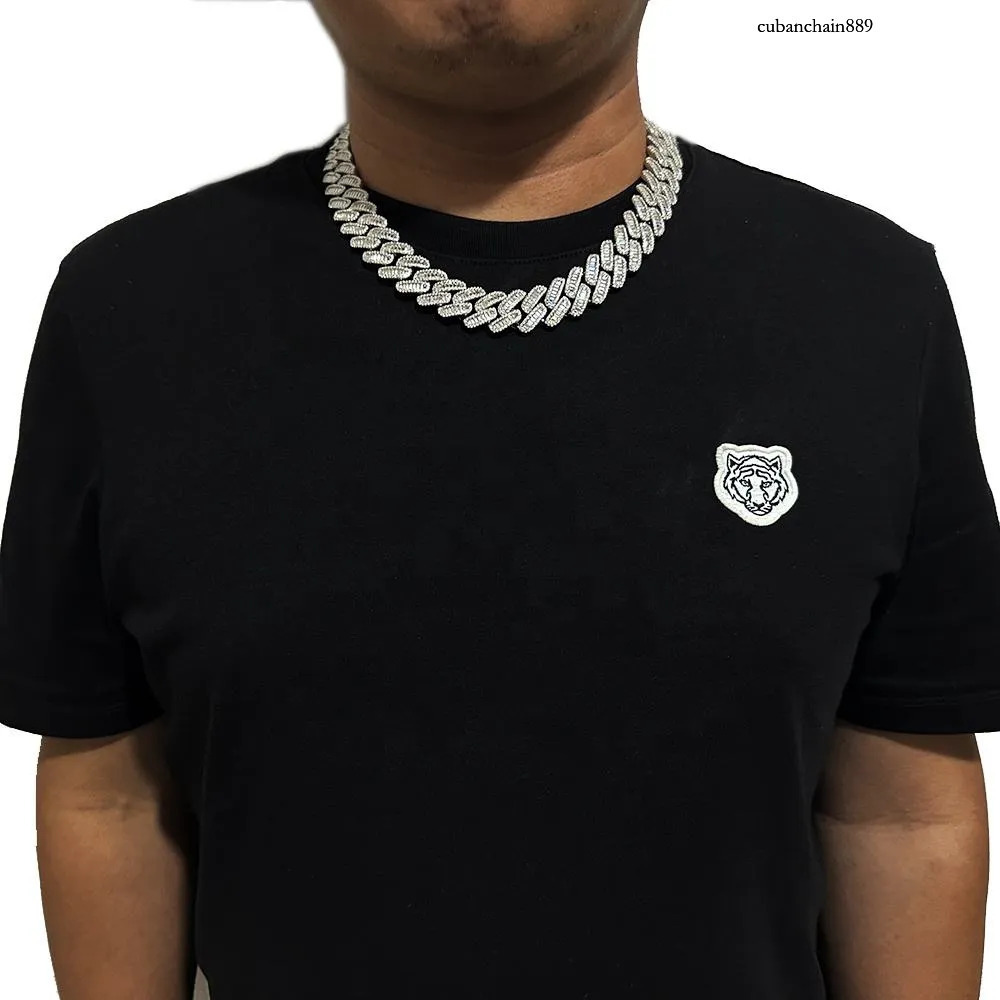 hip hop jewelry cuban k chain 15mm s sier fashion necklace iced out fully vvs baguette moissanite dia men necklaces