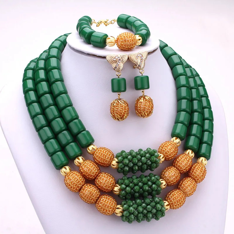 Dudo 10 color 3-layer artificial coral beads African Nigeria wedding jewelry set 241106