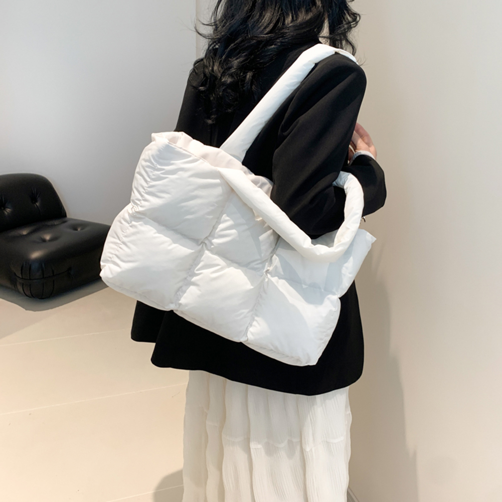 Puffer Solid Ladies Armpit Bag Quilted Cotton Tote Down Bags Large Capacity Fashion Shoulder Bag Women High Quality Underarm Bag