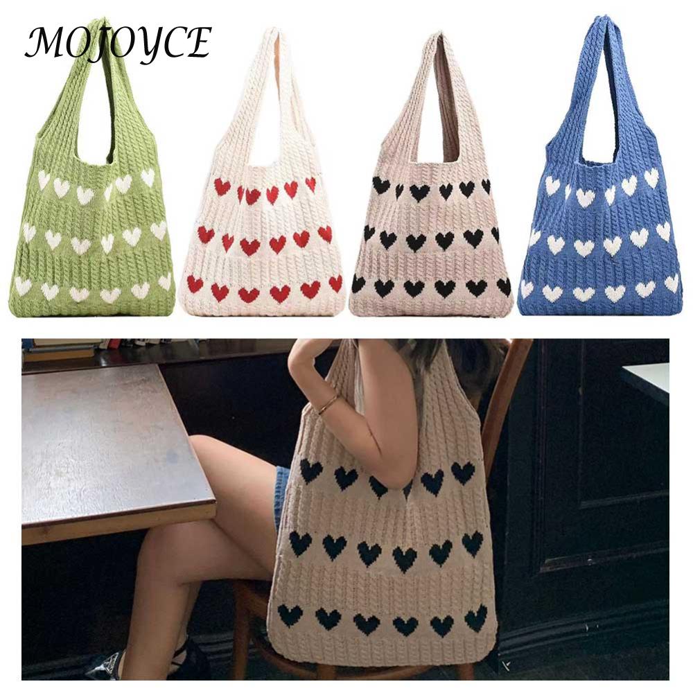 Women Lightweight Handbag Color Blocking Shoulder Storage Bag Large Capacity Crochet Satchel Bag Armpit Hobo Bag Commuting Bag
