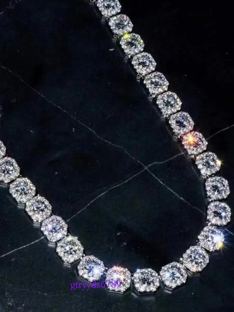 Necklace bracelet Moissanite Dia Custom Vvs Cuban k S Sier 8mm 12mm Large Tennis Chain Solid Back Hiphop