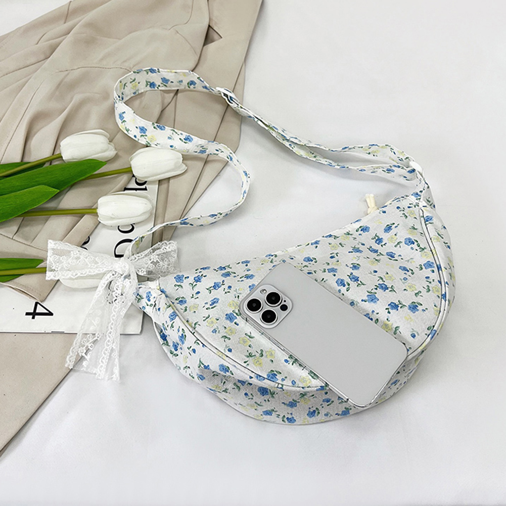 Women Floral Shoulder Bag Large Capacity Flower Crossbody Bag Adjustable Strap Simple Tote Handbag Girls Outdoor Daily Bag