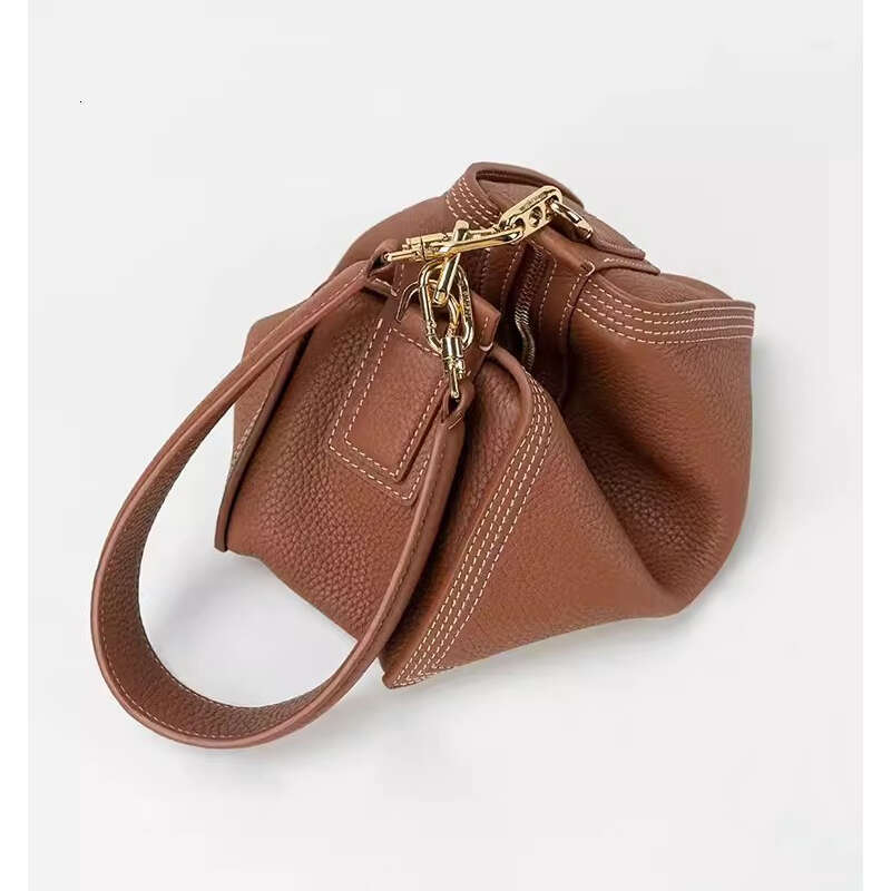 OLOEY Genuine Cowhide Leather Pillow Bag Female Soft Cover Stiches Strim Delicate Decoration Fashion Cross Body New