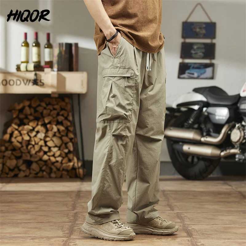 HIQOR Brand Casual Pants Man Summer Multiple Pockets Cargo Pants Y2k Baggy Pants Thin Trousers Outdoor Hiking Workout Streetwear LX241107