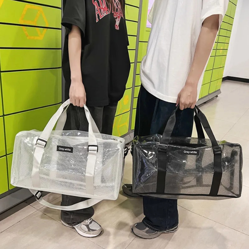Summer beach bag transparent jelly bag waterproof womens handheld swimming PVC sports and fitness single shoulder travel bag 241106