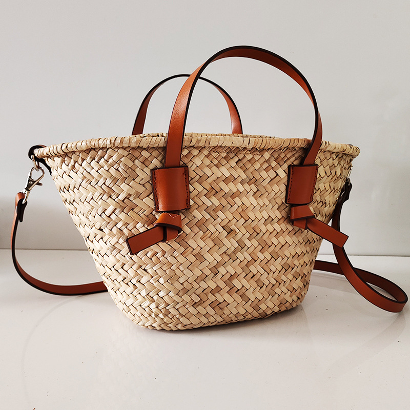 New holiday travel seaside beach bag literary fresh straw handbag