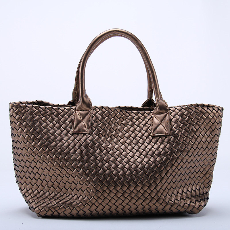 24 Colors Ladies Hight Quality Woven Leather Cross Stitch Hobo Handbag Women Large Bag Casual Tote