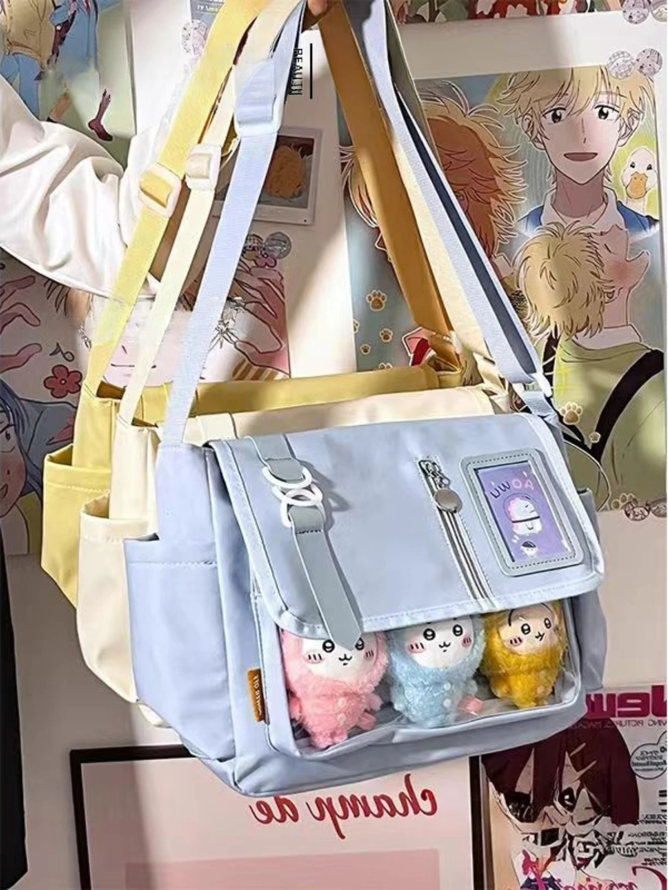 Y2K Japanese Harajuku Youth School Bag 2024 Transparent Itabag Cross Body Bag DIY Badge Display Board Ita Bag 241106