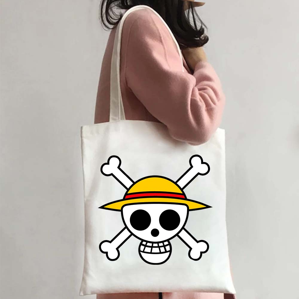 Anime One Piece Monkey Cute Luffy Zoro Tote Bags Shopping Canvas Bag Large Capacity Beach Bag Reusable Shopper Handbags