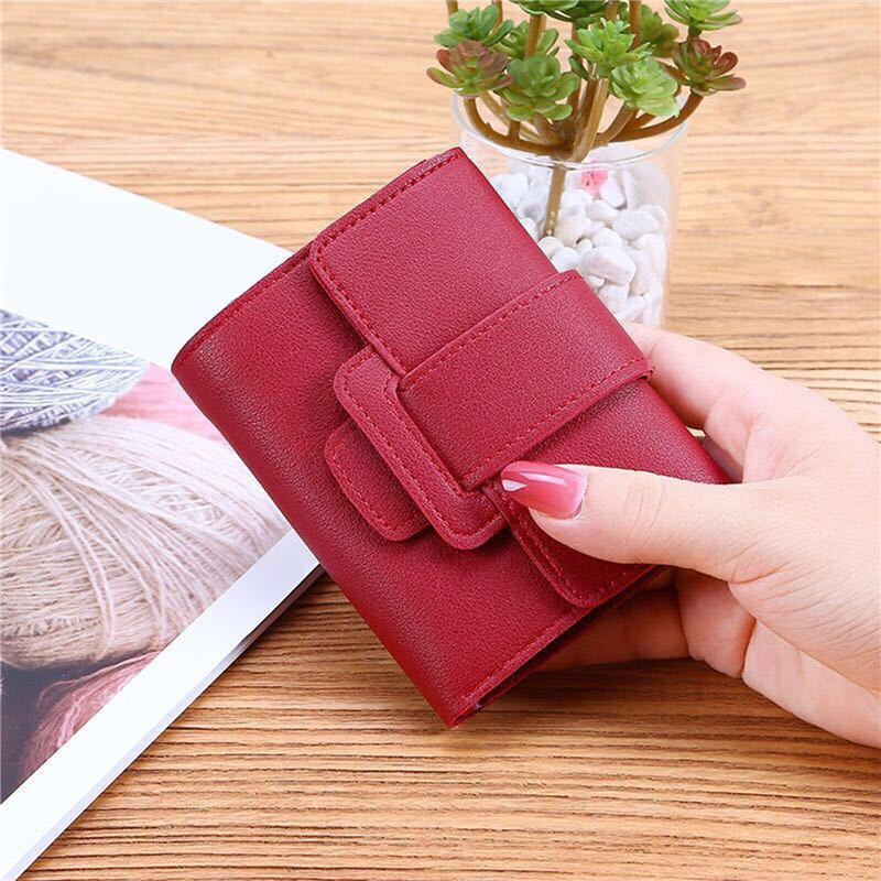 Mini Square Buckle Coin Purse Holder Multiple Card Slots Fashion Women PU Leather Wallet Bags For Ladies Money Clip Y260206