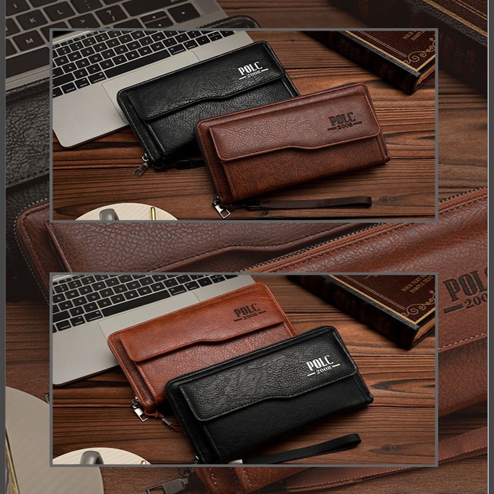 Leather Men's Long Wallet Multi-position Large Capacity Male Leather Purse Ultralight Leisure Men's Hand Bag Card Holder