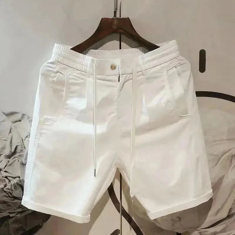 Korean Mens Shorts Summer Cotton Five Points Casual Short Sports Pants Men Clothing Solid Color Slim Allmatch Homme 240407