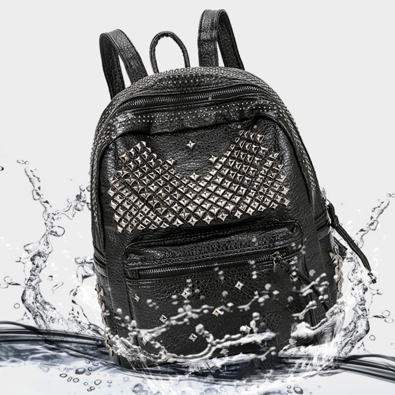 Women Rivet Studded Backpack Fashion PU Leather Student School Bookbag Teenager Girls Travel College Anti Theft Rucksack Dayback