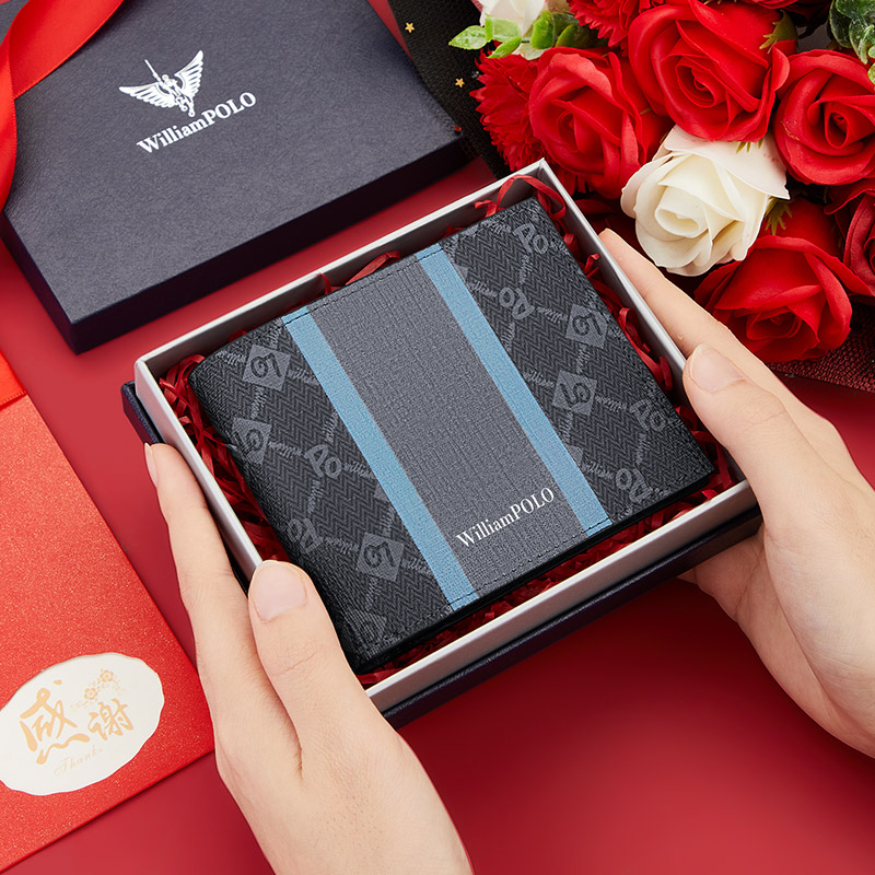 WILLIAMPOLO Brand Men Wallets Small Money Purses Wallets Luxury Design RFID Credit Card Holder Wallet For Men