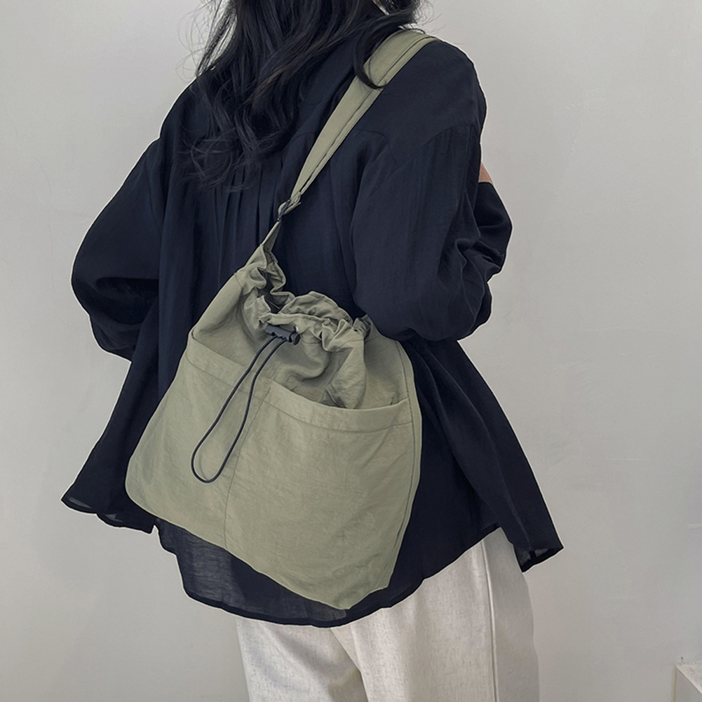New Nylon String Bucket Bags Korean Style Drawstring Soft Crossbody Bag Large Capacity Casual Shoulder Bag Fashion Women's Bag