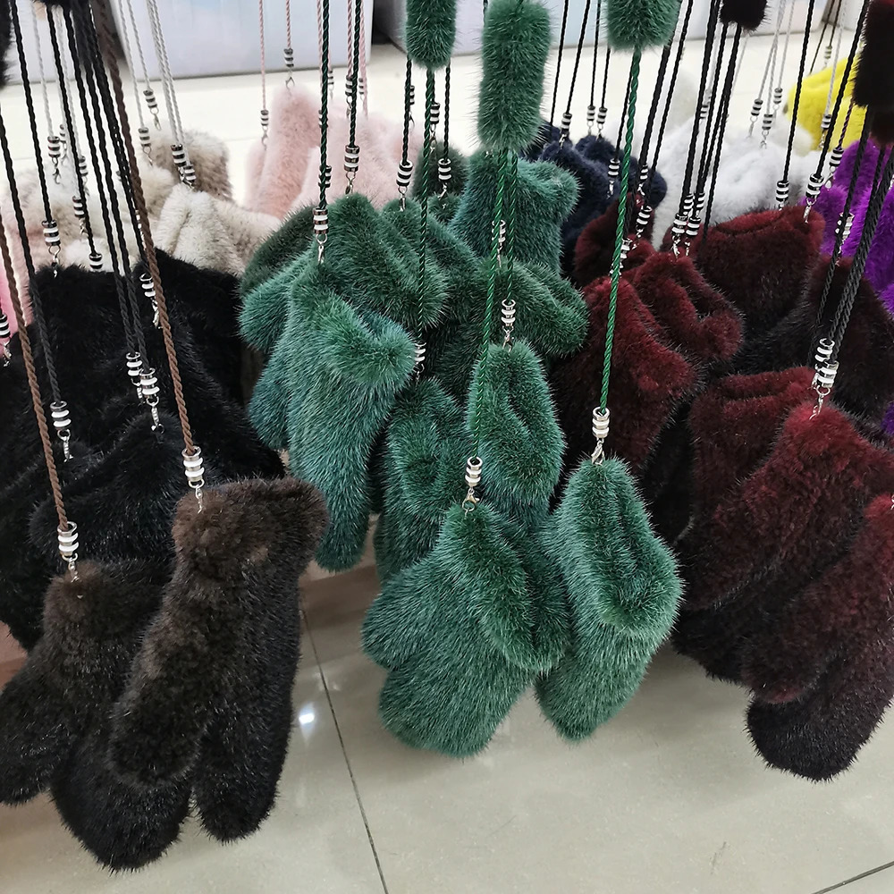 Womens Winter Mink Gloves Fashion Genuine Mink Gloves Hand Knitted Womens Gloves Knitted Womens Genuine Mink 241106