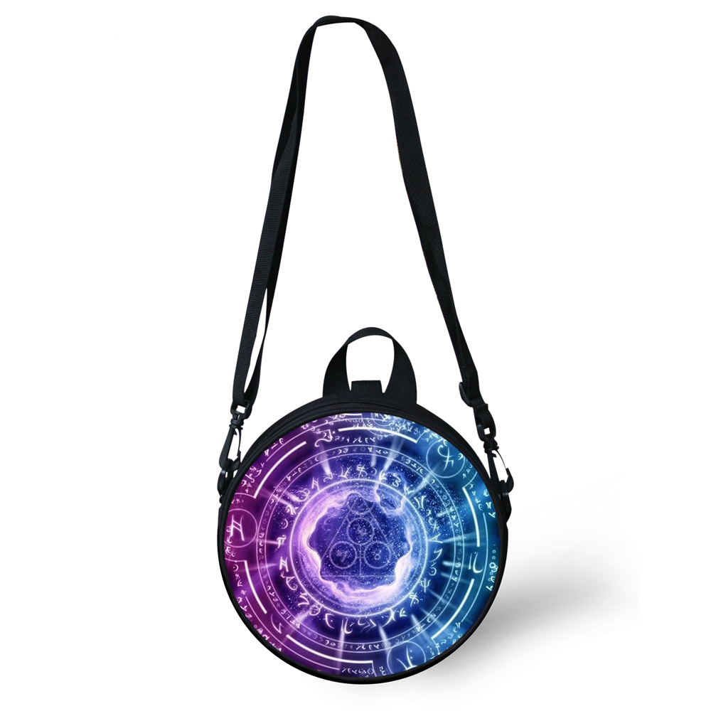 ELVISWORDS Magic Array Messenger Bags For Boys Girls Round Satchel Casual Small Crossbody Bag Teenager Sling Shoulder Bags Bolsa