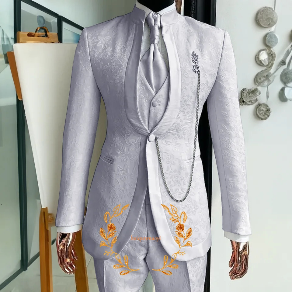 Jacquard elegant mens 3-piece jacket pants vest formal party groom tailcoat wedding mens XS-5XL jacket 241106