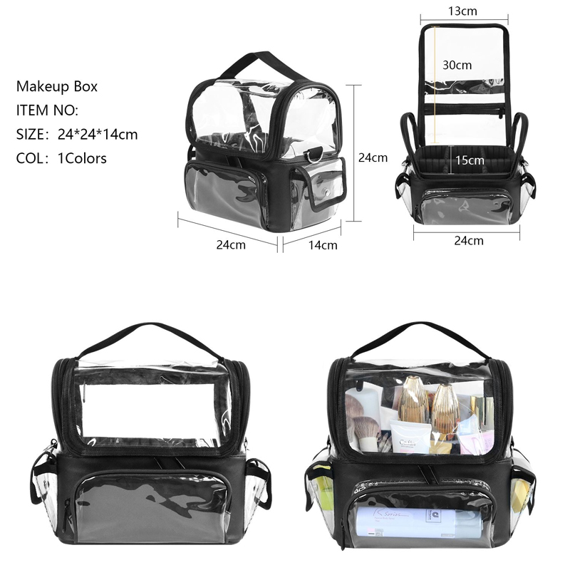 New PVC Makeup Bag For Women Large Capacity Travel Waterproof Transparent Cosmetic Box With Compartments