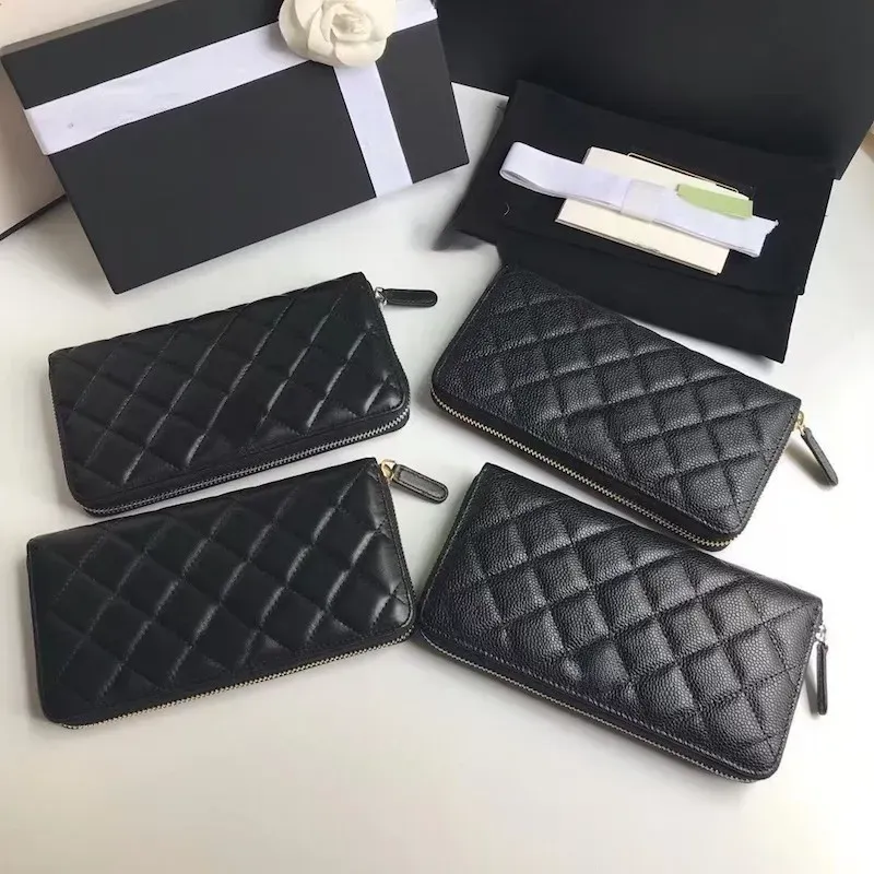 Fashion leather Wallet Women Designer Bags Top Quality Card holder Zipper leather Long Wallet Men Quilted purse Clutch Bag