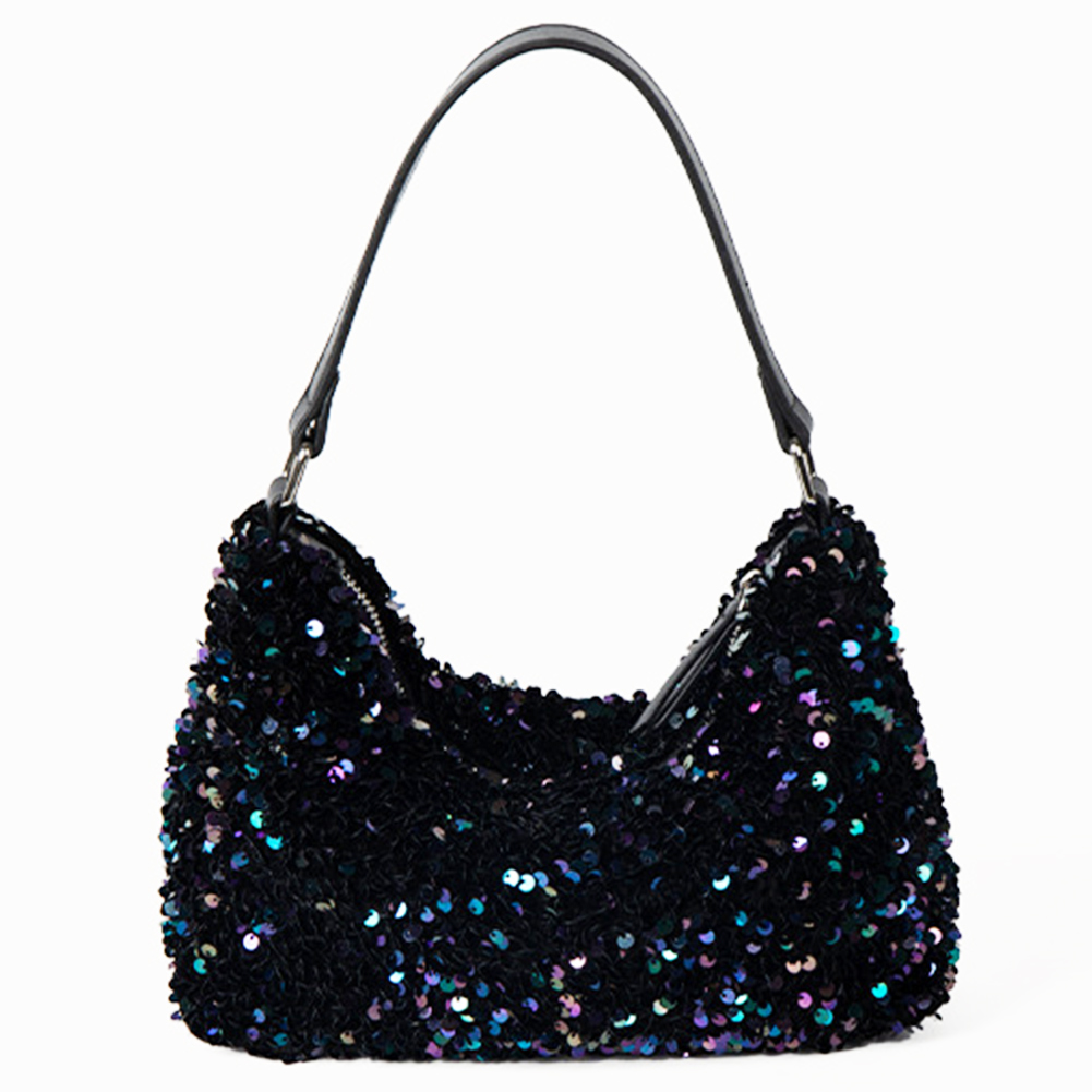 Women Elegant Shoulder Bag Versatile Sequins Glitter Clutch Purse Evening Armpit Purse Female Dating Bag