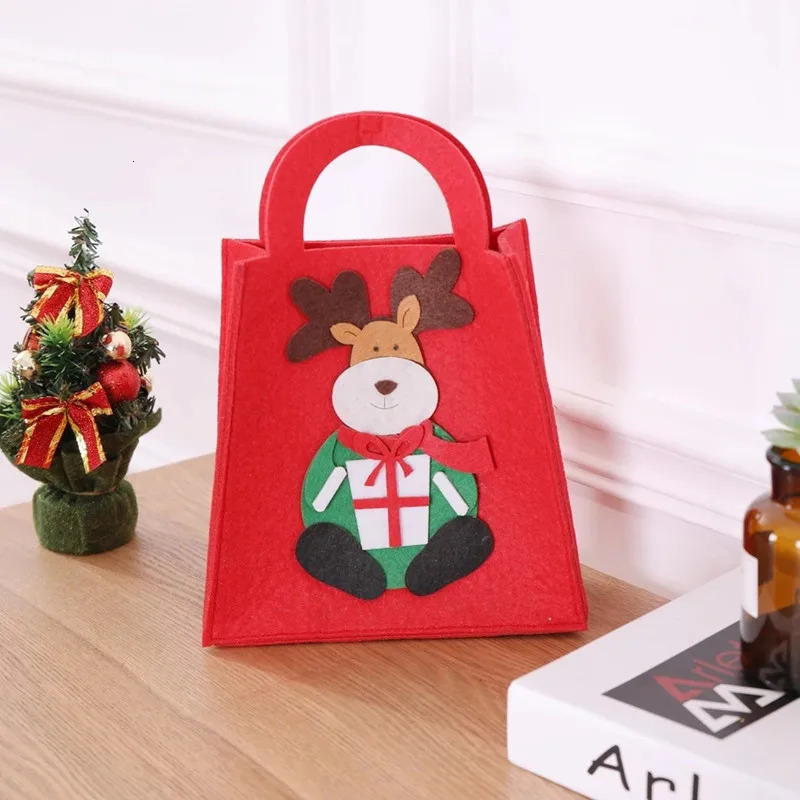 Felt Christmas Bag Santa Claus Gift Candy Handbag Snack Biscuit Storage Bag Reusable Mini Handbag Year Decoration 241107